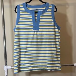 Jones New York Blue and Yellow Striped Blouse